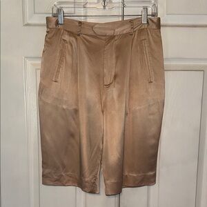Fleur Du Mal Champagne Satiny Silk Bermuda Shorts